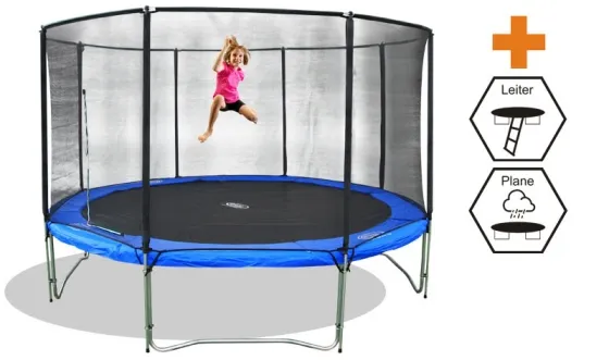 Trampolin Air 310 mit Sicherheitsnetz, Leiter und Abdeckplane