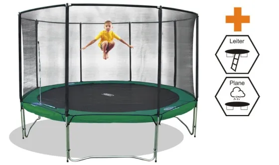 Trampolin Set SuperAir 370 mit Sicherheitsnetz, Leiter und Plane