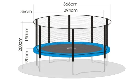 Trampolin Set SuperAir 370 mit Sicherheitsnetz, Leiter und Plane